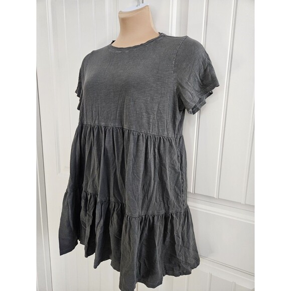 Old Navy Distressed Gray Tiered Babydoll Dress Sz L Petite - Picture 2 of 9